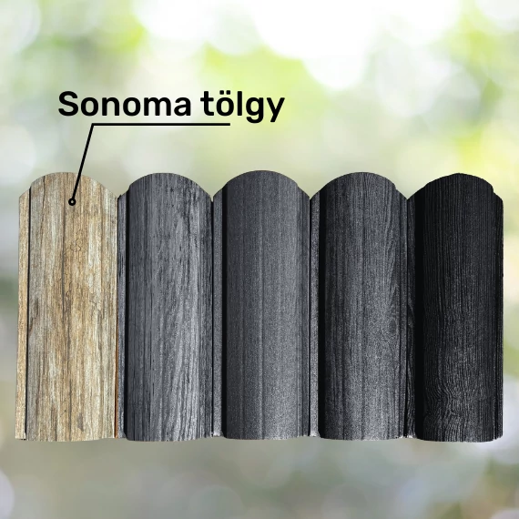 OSLO famintás kerítésléc - kétoldalas, íves Sonoma tölgy