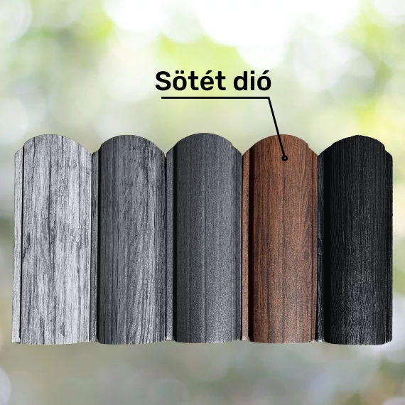 OSLO famintás kerítésléc - kétoldalas, íves Sötét dió
